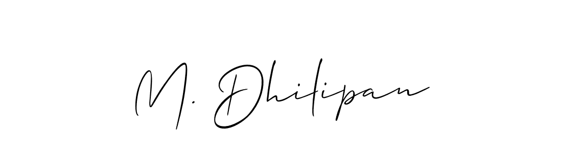 Use a signature maker to create a handwritten signature online. With this signature software, you can design (Allison_Script) your own signature for name M. Dhilipan. M. Dhilipan signature style 2 images and pictures png