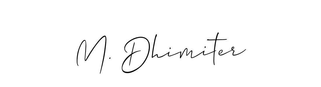 Make a short M. Dhimiter signature style. Manage your documents anywhere anytime using Allison_Script. Create and add eSignatures, submit forms, share and send files easily. M. Dhimiter signature style 2 images and pictures png