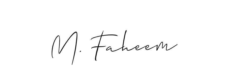 Also You can easily find your signature by using the search form. We will create M. Faheem name handwritten signature images for you free of cost using Allison_Script sign style. M. Faheem signature style 2 images and pictures png