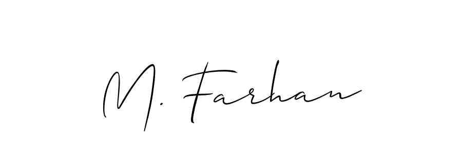 Also You can easily find your signature by using the search form. We will create M. Farhan name handwritten signature images for you free of cost using Allison_Script sign style. M. Farhan signature style 2 images and pictures png
