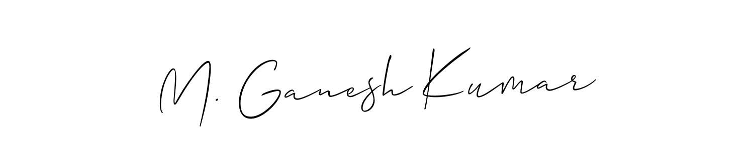 This is the best signature style for the M. Ganesh Kumar name. Also you like these signature font (Allison_Script). Mix name signature. M. Ganesh Kumar signature style 2 images and pictures png