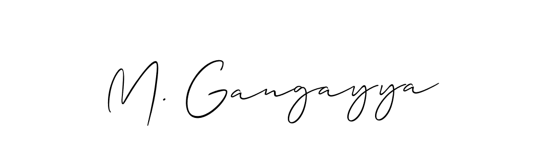 Make a short M. Gangayya signature style. Manage your documents anywhere anytime using Allison_Script. Create and add eSignatures, submit forms, share and send files easily. M. Gangayya signature style 2 images and pictures png