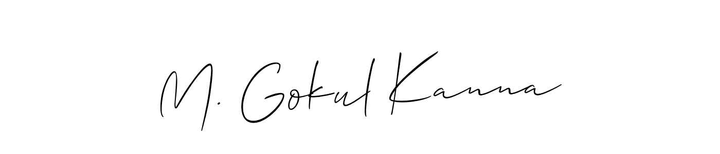 Also You can easily find your signature by using the search form. We will create M. Gokul Kanna name handwritten signature images for you free of cost using Allison_Script sign style. M. Gokul Kanna signature style 2 images and pictures png