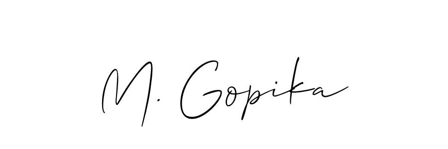Create a beautiful signature design for name M. Gopika. With this signature (Allison_Script) fonts, you can make a handwritten signature for free. M. Gopika signature style 2 images and pictures png