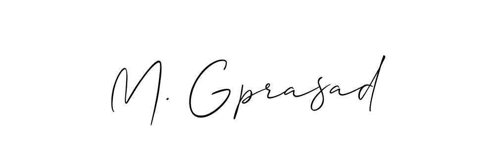 Use a signature maker to create a handwritten signature online. With this signature software, you can design (Allison_Script) your own signature for name M. Gprasad. M. Gprasad signature style 2 images and pictures png