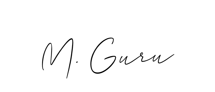 Use a signature maker to create a handwritten signature online. With this signature software, you can design (Allison_Script) your own signature for name M. Guru. M. Guru signature style 2 images and pictures png