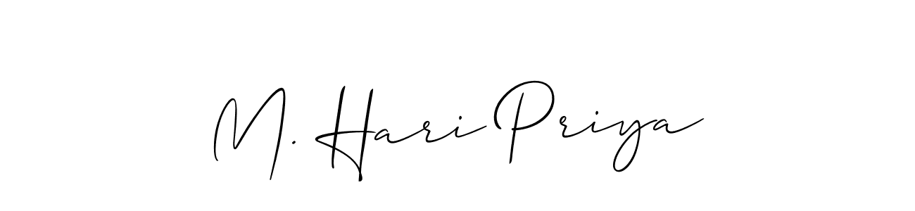 if you are searching for the best signature style for your name M. Hari Priya. so please give up your signature search. here we have designed multiple signature styles  using Allison_Script. M. Hari Priya signature style 2 images and pictures png