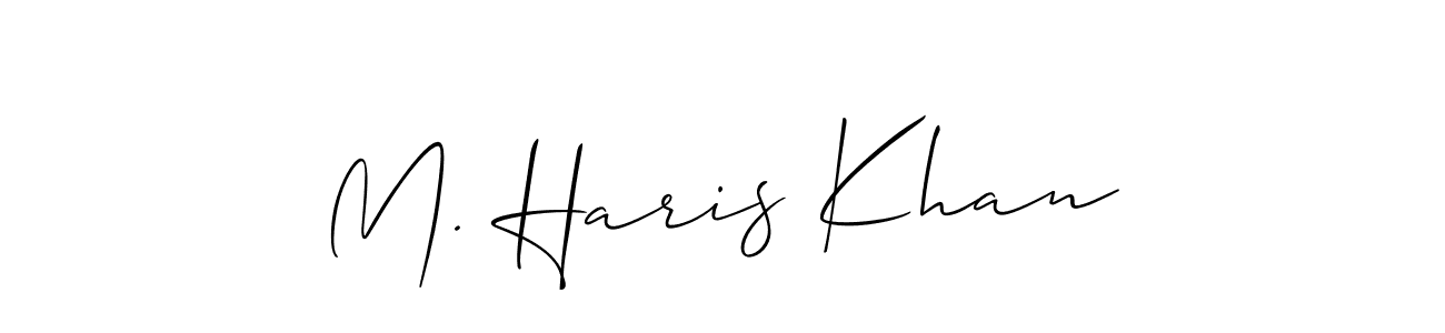 You should practise on your own different ways (Allison_Script) to write your name (M. Haris Khan) in signature. don't let someone else do it for you. M. Haris Khan signature style 2 images and pictures png