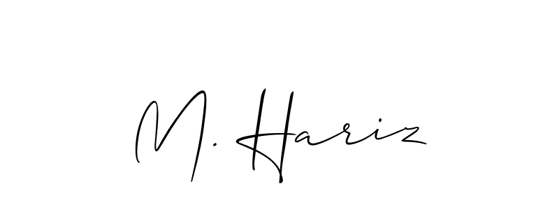 Also we have M. Hariz name is the best signature style. Create professional handwritten signature collection using Allison_Script autograph style. M. Hariz signature style 2 images and pictures png