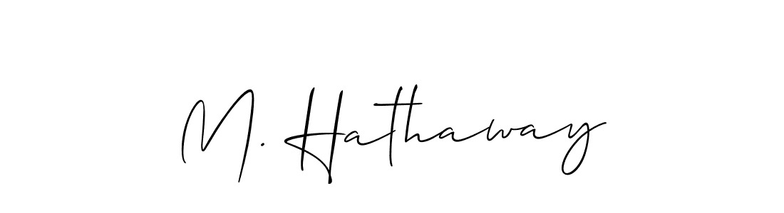 How to make M. Hathaway name signature. Use Allison_Script style for creating short signs online. This is the latest handwritten sign. M. Hathaway signature style 2 images and pictures png