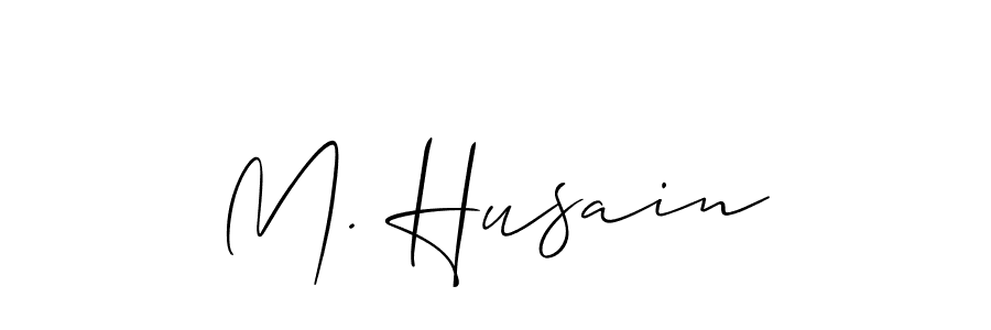 Design your own signature with our free online signature maker. With this signature software, you can create a handwritten (Allison_Script) signature for name M. Husain. M. Husain signature style 2 images and pictures png