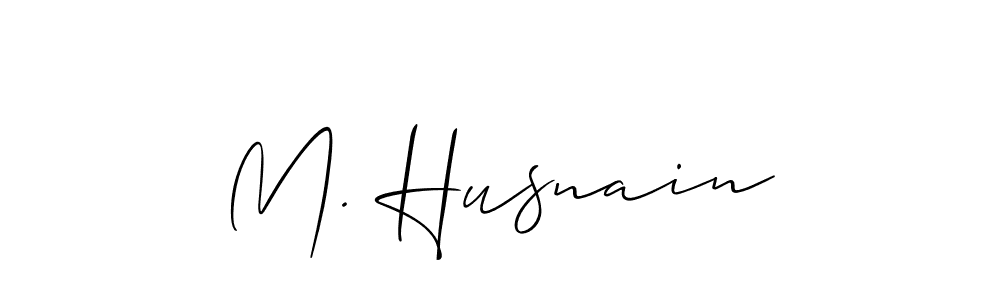 You should practise on your own different ways (Allison_Script) to write your name (M. Husnain) in signature. don't let someone else do it for you. M. Husnain signature style 2 images and pictures png