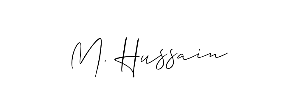 You should practise on your own different ways (Allison_Script) to write your name (M. Hussain) in signature. don't let someone else do it for you. M. Hussain signature style 2 images and pictures png