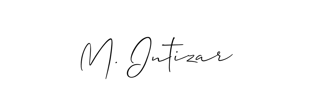 You should practise on your own different ways (Allison_Script) to write your name (M. Intizar) in signature. don't let someone else do it for you. M. Intizar signature style 2 images and pictures png