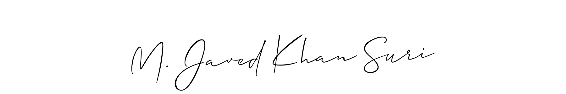 You should practise on your own different ways (Allison_Script) to write your name (M. Javed Khan Suri) in signature. don't let someone else do it for you. M. Javed Khan Suri signature style 2 images and pictures png