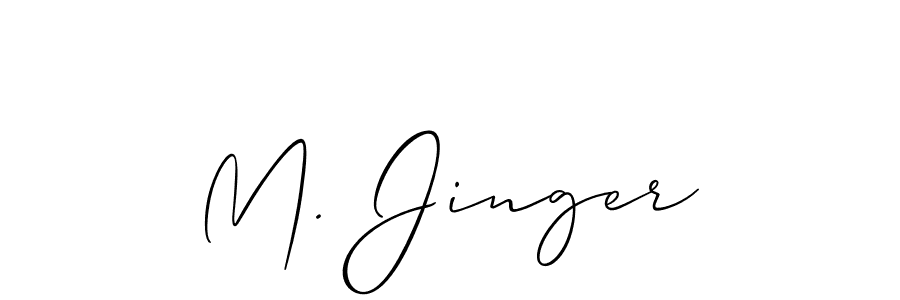 Use a signature maker to create a handwritten signature online. With this signature software, you can design (Allison_Script) your own signature for name M. Jinger. M. Jinger signature style 2 images and pictures png