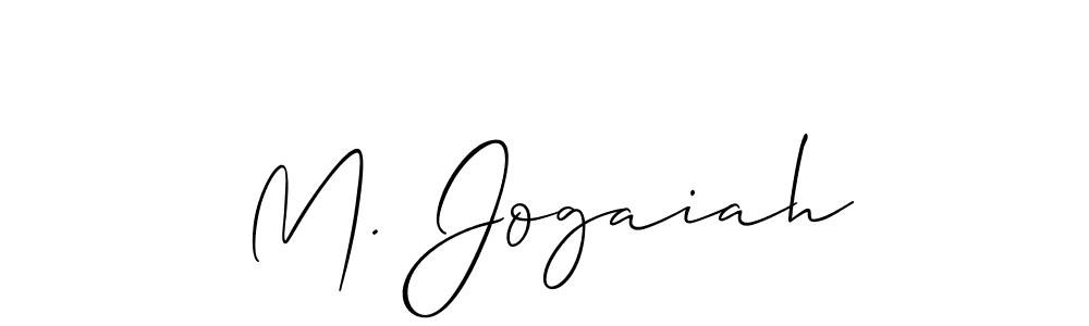 Design your own signature with our free online signature maker. With this signature software, you can create a handwritten (Allison_Script) signature for name M. Jogaiah. M. Jogaiah signature style 2 images and pictures png