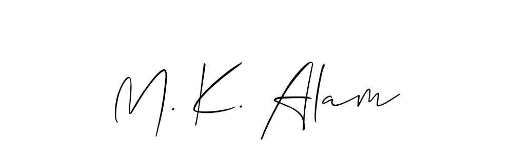 Design your own signature with our free online signature maker. With this signature software, you can create a handwritten (Allison_Script) signature for name M. K. Alam. M. K. Alam signature style 2 images and pictures png