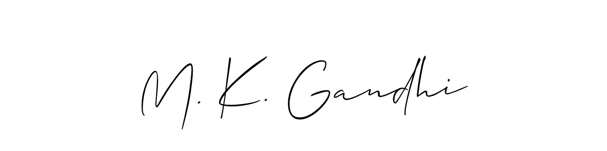 if you are searching for the best signature style for your name M. K. Gandhi. so please give up your signature search. here we have designed multiple signature styles  using Allison_Script. M. K. Gandhi signature style 2 images and pictures png