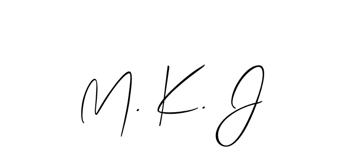 Also we have M. K. J name is the best signature style. Create professional handwritten signature collection using Allison_Script autograph style. M. K. J signature style 2 images and pictures png