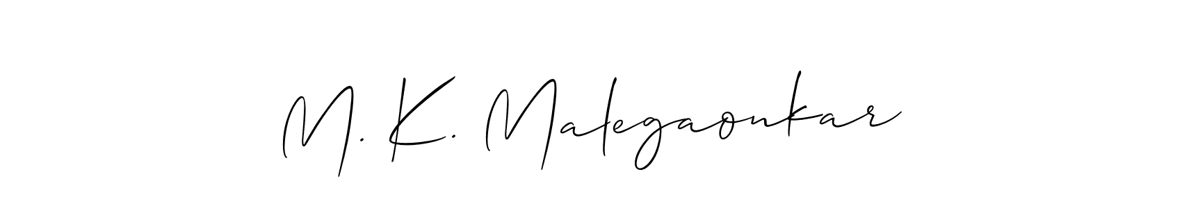 Design your own signature with our free online signature maker. With this signature software, you can create a handwritten (Allison_Script) signature for name M. K. Malegaonkar. M. K. Malegaonkar signature style 2 images and pictures png