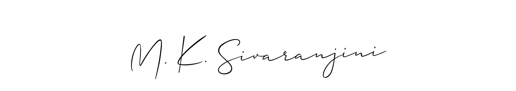 How to make M. K. Sivaranjini name signature. Use Allison_Script style for creating short signs online. This is the latest handwritten sign. M. K. Sivaranjini signature style 2 images and pictures png