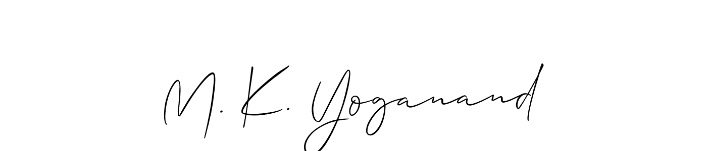 if you are searching for the best signature style for your name M. K. Yoganand. so please give up your signature search. here we have designed multiple signature styles  using Allison_Script. M. K. Yoganand signature style 2 images and pictures png