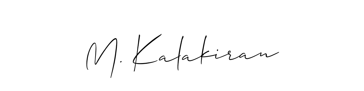 Make a short M. Kalakiran signature style. Manage your documents anywhere anytime using Allison_Script. Create and add eSignatures, submit forms, share and send files easily. M. Kalakiran signature style 2 images and pictures png