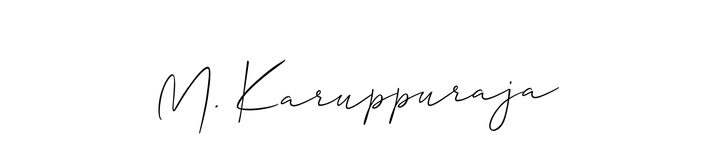 It looks lik you need a new signature style for name M. Karuppuraja. Design unique handwritten (Allison_Script) signature with our free signature maker in just a few clicks. M. Karuppuraja signature style 2 images and pictures png