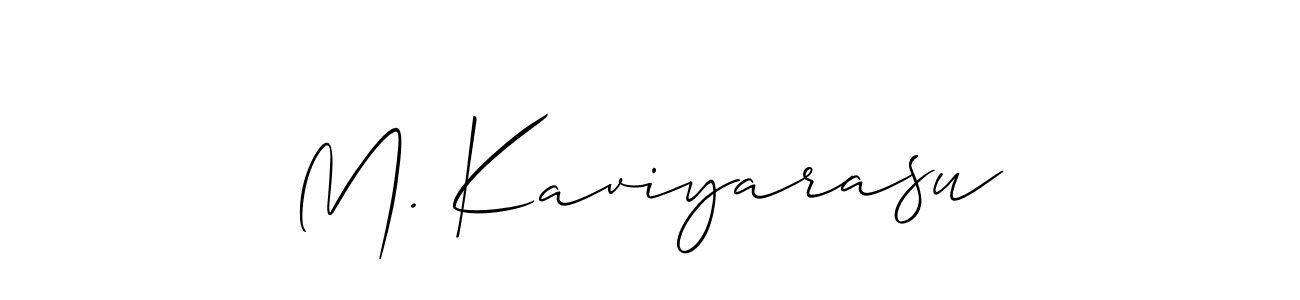 if you are searching for the best signature style for your name M. Kaviyarasu. so please give up your signature search. here we have designed multiple signature styles  using Allison_Script. M. Kaviyarasu signature style 2 images and pictures png