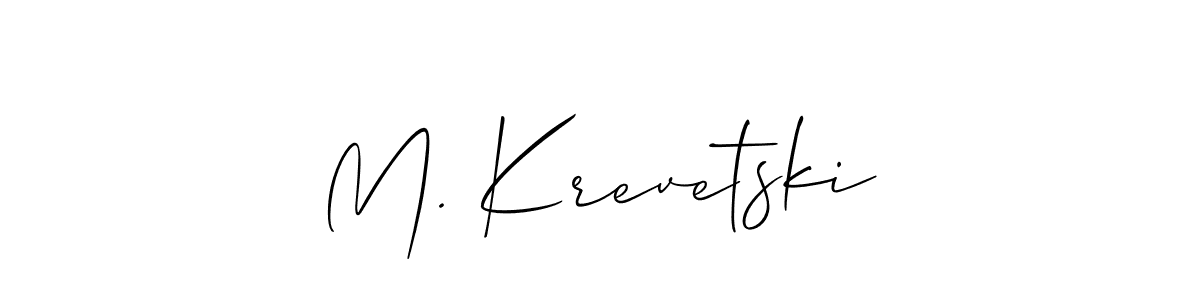 How to make M. Krevetski name signature. Use Allison_Script style for creating short signs online. This is the latest handwritten sign. M. Krevetski signature style 2 images and pictures png