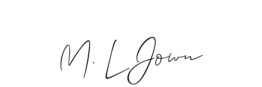M. L Jown stylish signature style. Best Handwritten Sign (Allison_Script) for my name. Handwritten Signature Collection Ideas for my name M. L Jown. M. L Jown signature style 2 images and pictures png