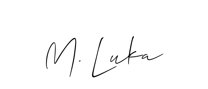 Also You can easily find your signature by using the search form. We will create M. Luka name handwritten signature images for you free of cost using Allison_Script sign style. M. Luka signature style 2 images and pictures png