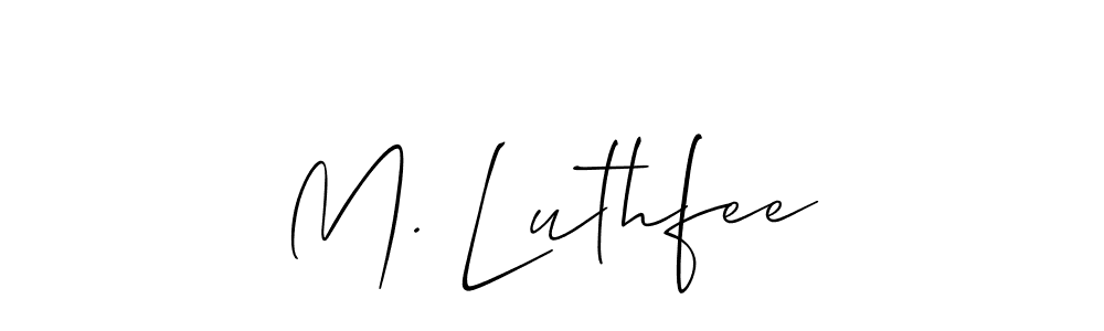 Similarly Allison_Script is the best handwritten signature design. Signature creator online .You can use it as an online autograph creator for name M. Luthfee. M. Luthfee signature style 2 images and pictures png