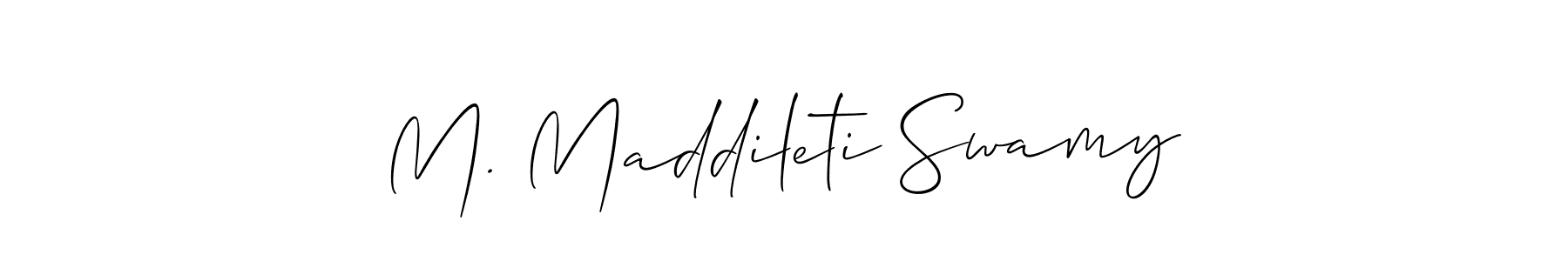 Also You can easily find your signature by using the search form. We will create M. Maddileti Swamy name handwritten signature images for you free of cost using Allison_Script sign style. M. Maddileti Swamy signature style 2 images and pictures png