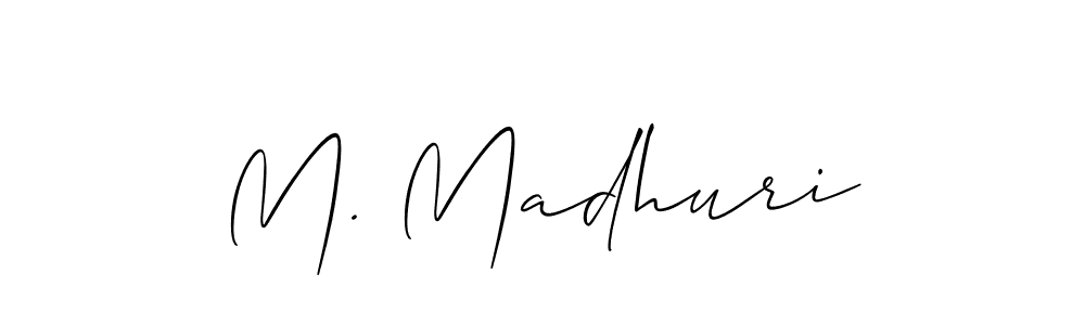 if you are searching for the best signature style for your name M. Madhuri. so please give up your signature search. here we have designed multiple signature styles  using Allison_Script. M. Madhuri signature style 2 images and pictures png
