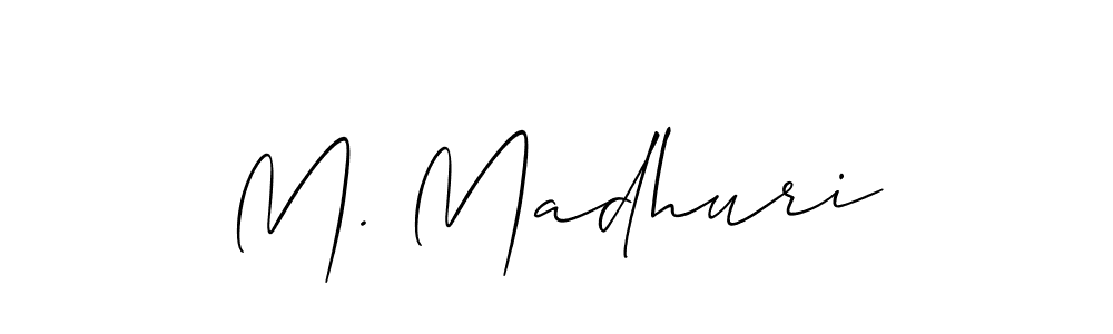 Use a signature maker to create a handwritten signature online. With this signature software, you can design (Allison_Script) your own signature for name M. Madhuri. M. Madhuri signature style 2 images and pictures png