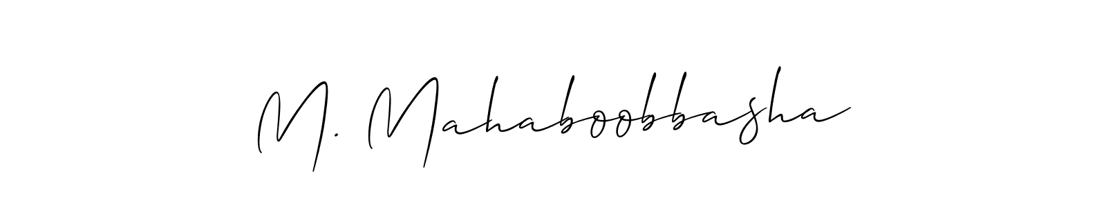 This is the best signature style for the M. Mahaboobbasha name. Also you like these signature font (Allison_Script). Mix name signature. M. Mahaboobbasha signature style 2 images and pictures png