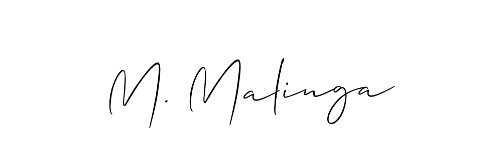 Check out images of Autograph of M. Malinga name. Actor M. Malinga Signature Style. Allison_Script is a professional sign style online. M. Malinga signature style 2 images and pictures png