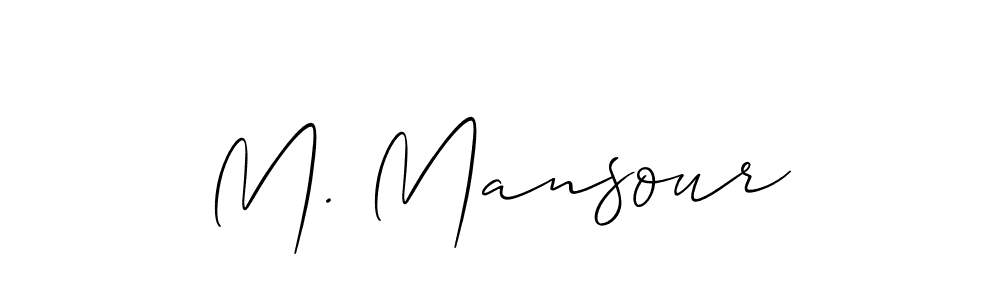 Make a short M. Mansour signature style. Manage your documents anywhere anytime using Allison_Script. Create and add eSignatures, submit forms, share and send files easily. M. Mansour signature style 2 images and pictures png