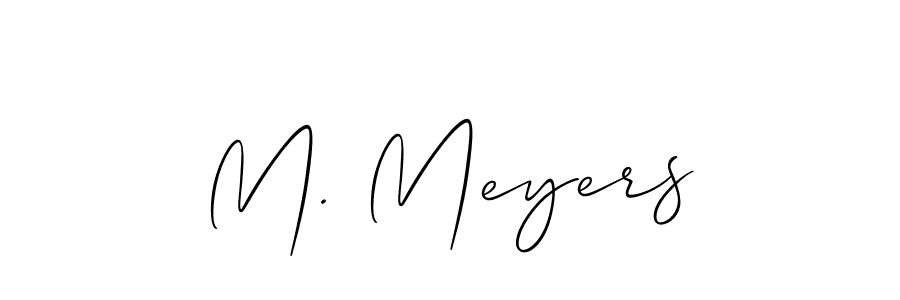 Allison_Script is a professional signature style that is perfect for those who want to add a touch of class to their signature. It is also a great choice for those who want to make their signature more unique. Get M. Meyers name to fancy signature for free. M. Meyers signature style 2 images and pictures png