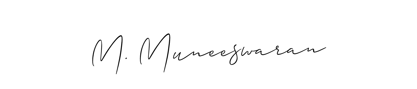 You should practise on your own different ways (Allison_Script) to write your name (M. Muneeswaran) in signature. don't let someone else do it for you. M. Muneeswaran signature style 2 images and pictures png