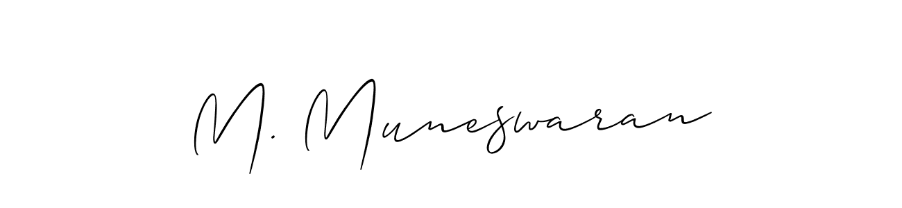 The best way (Allison_Script) to make a short signature is to pick only two or three words in your name. The name M. Muneswaran include a total of six letters. For converting this name. M. Muneswaran signature style 2 images and pictures png