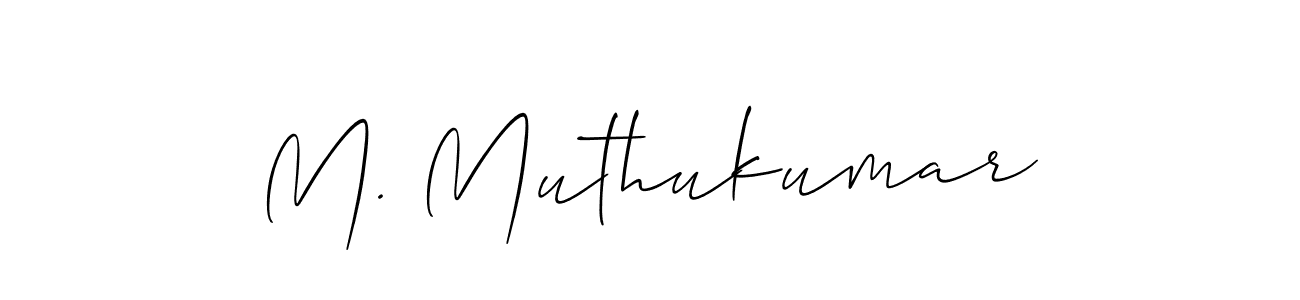 The best way (Allison_Script) to make a short signature is to pick only two or three words in your name. The name M. Muthukumar include a total of six letters. For converting this name. M. Muthukumar signature style 2 images and pictures png