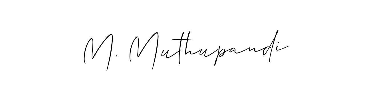 The best way (Allison_Script) to make a short signature is to pick only two or three words in your name. The name M. Muthupandi include a total of six letters. For converting this name. M. Muthupandi signature style 2 images and pictures png