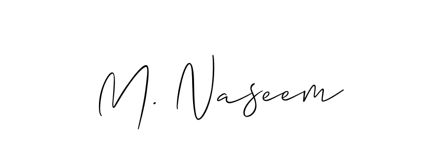 You should practise on your own different ways (Allison_Script) to write your name (M. Naseem) in signature. don't let someone else do it for you. M. Naseem signature style 2 images and pictures png