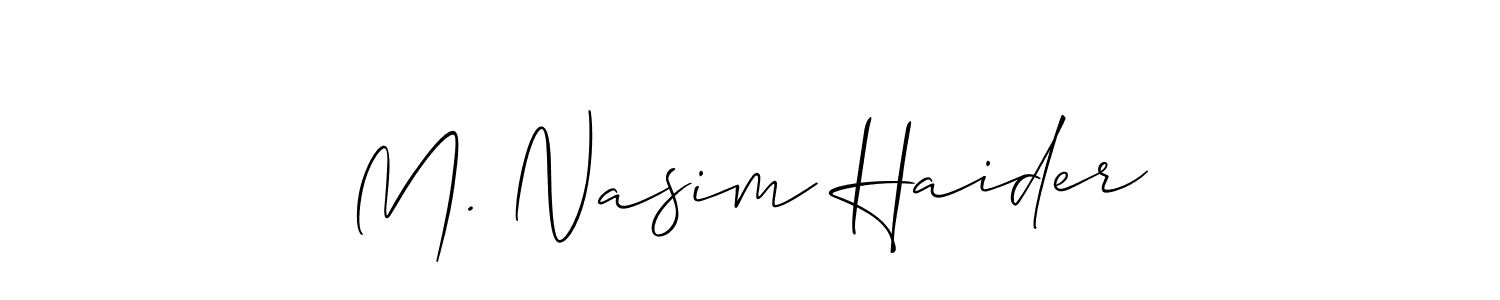 Make a short M. Nasim Haider signature style. Manage your documents anywhere anytime using Allison_Script. Create and add eSignatures, submit forms, share and send files easily. M. Nasim Haider signature style 2 images and pictures png