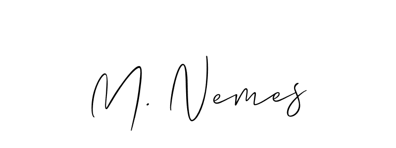 M. Nemes stylish signature style. Best Handwritten Sign (Allison_Script) for my name. Handwritten Signature Collection Ideas for my name M. Nemes. M. Nemes signature style 2 images and pictures png