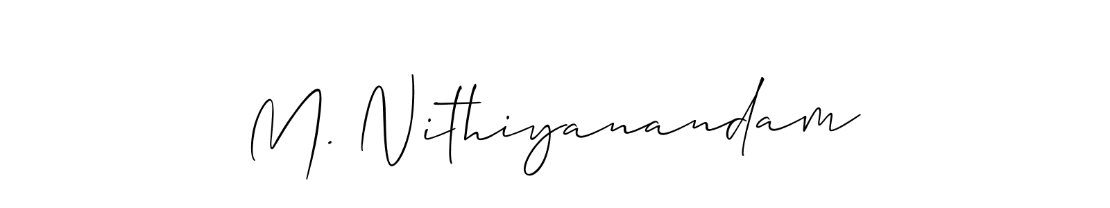 Make a beautiful signature design for name M. Nithiyanandam. With this signature (Allison_Script) style, you can create a handwritten signature for free. M. Nithiyanandam signature style 2 images and pictures png