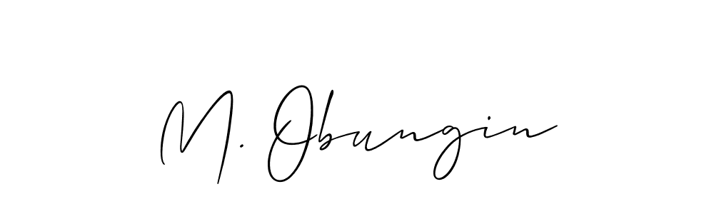 Allison_Script is a professional signature style that is perfect for those who want to add a touch of class to their signature. It is also a great choice for those who want to make their signature more unique. Get M. Obungin name to fancy signature for free. M. Obungin signature style 2 images and pictures png